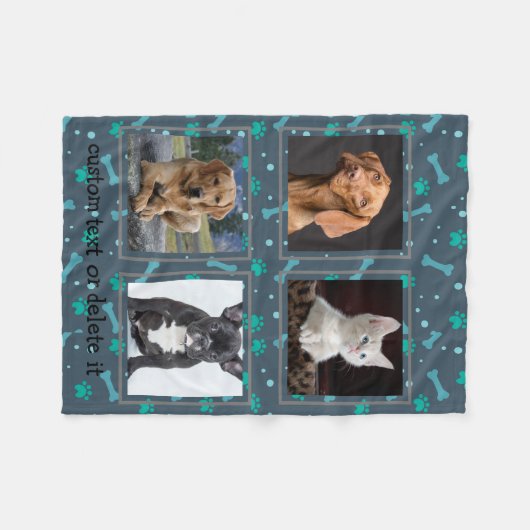 4 Aangepast fotocollage Dog Pet Aangepast Fleece Deken (Voorkant (Horizontaal))