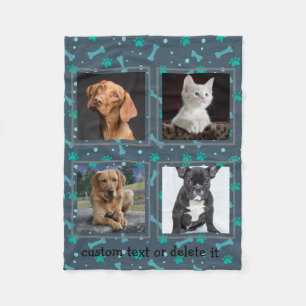 4 Aangepast fotocollage Dog Pet Aangepast Fleece Deken