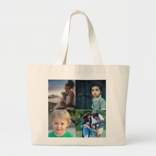 4 Aangepast fotocollage Grote Tote Bag (Voorkant)