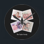 4 Aangepast fotocollage Ronde Klok<br><div class="desc">4 Foto Collage Persoonlijke Sjabloon wandklok ...  voeg gewoon uw eigen foto's en tekst toe aan deze geweldige muurklok ...  gemakkelijk te personaliseren ...  aanpasbare fotosjabloonklok van Ricaso - perfecte cadeauideeën</div>