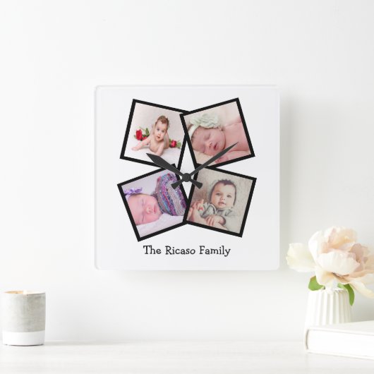 4 Aangepast fotocollage Vierkante Klok (Huis)