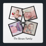4 Aangepast fotocollage Vierkante Klok<br><div class="desc">4 Foto Collage Persoonlijke wandklok van de Sjabloon.. voeg eenvoudig uw eigen foto's en tekst toe aan deze geweldige wandklok ...  gemakkelijk te personaliseren ...  aanpasbare fotosjabloonklok uit Ricaso - perfecte cadeauideeën</div>