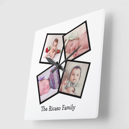 4 Aangepast fotocollage Vierkante Klok (Hoek)