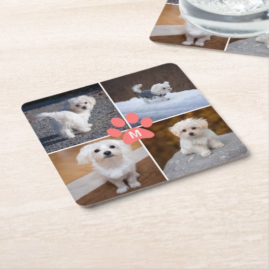 4 Aangepast plaatje Foto roze poten monogrammen Kartonnen Onderzetters (Schuin)