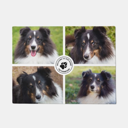 4 Aangepaste huisdierfoto's Collage sjabloon & tek Deurmat (Voorkant)