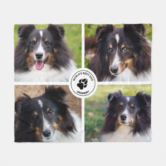 4 Aangepaste huisdierfoto's Collage sjabloon & tek Fleece Deken (Voorkant (Horizontaal))