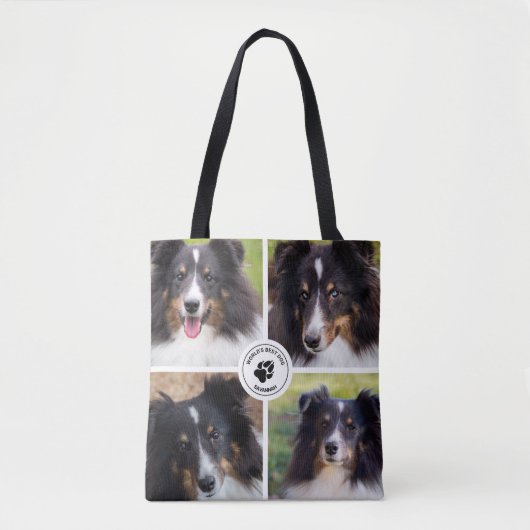 4 Aangepaste huisdierfoto's Collage sjabloon & tek Tote Bag (Voorkant)