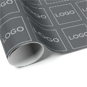 4 aangepaste logo's, bedrijfslogo op koolstofgrijs cadeaupapier (Rol Hoek)