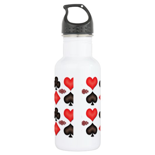 4 Aces-afspeelkaarten Patroon 16oz Waterfles (Achterkant)