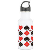 4 Aces-afspeelkaarten Patroon 16oz Waterfles (Voorkant)