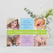 4 afbeelding groene geboorteaankondiging aankondiging (Staand voorkant)