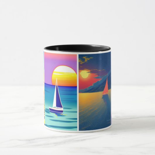 4 afbeelding zweefboot zonsondergang ontspannende  mok (Midden)