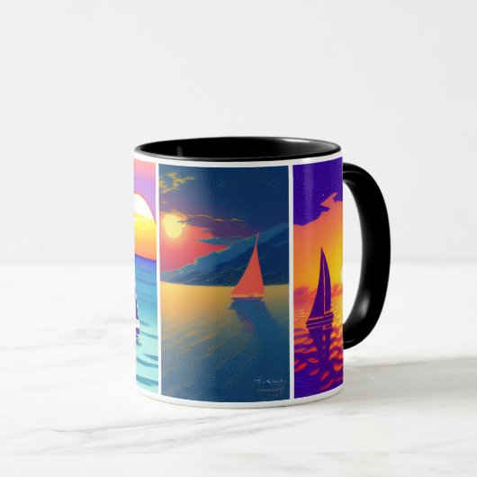4 afbeelding zweefboot zonsondergang ontspannende mok (Voorkant rechts)