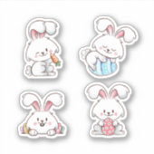 4 afgebeeld White Easter Bunny-scrapbook Sticker (Voorkant)