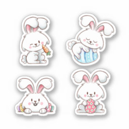 4 afgebeeld White Easter Bunny-scrapbook Sticker