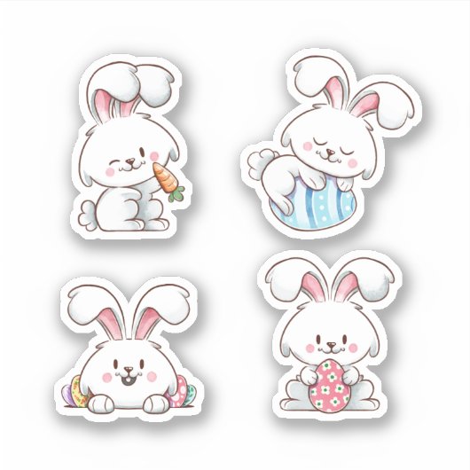 4 afgebeeld White Easter Bunny-scrapbook Sticker (Voorkant)