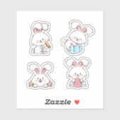 4 afgebeeld White Easter Bunny-scrapbook Sticker (Vel)