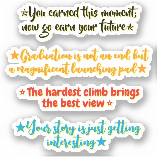 4 Afstudeer Citaten | Inspirerende Stickers (Voorkant)