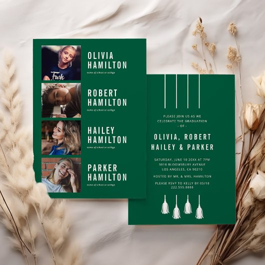 4 Afstudeerders Joint Graduation Party Invitation Kaart