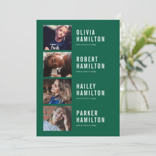 4 Afstudeerders Joint Graduation Party Invitation Kaart (Staand voorkant)