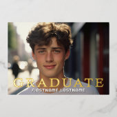 4 Afstuderen Foto's met Afstudeerder Party Folie Uitnodiging (Voorkant)