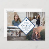 4 afstuderen voor fotocollage modern elegant scrip aankondigingskaart (Voorkant / Achterkant)