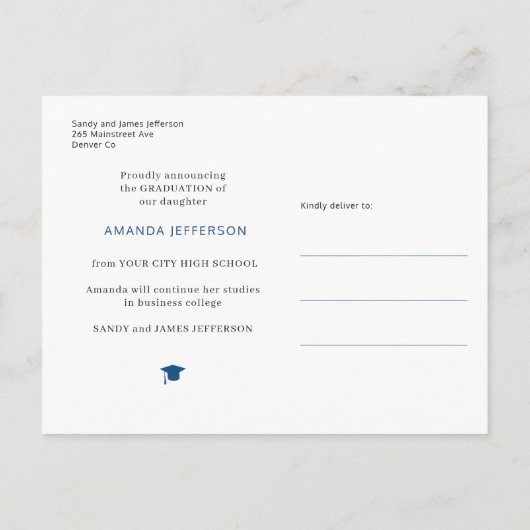 4 afstuderen voor fotocollage modern elegant scrip aankondigingskaart (Achterkant)