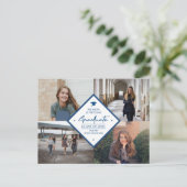 4 afstuderen voor fotocollage modern elegant scrip aankondigingskaart (Staand voorkant)