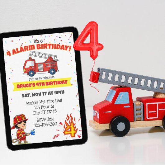 4 Alarm Brandweerman 4e Verjaardag Kaart