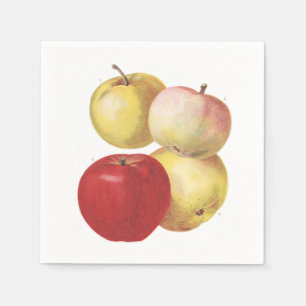 4  appels, geïllustreerd servet