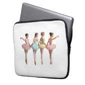 4 bailarinas con tutús rosa, amarillo, verde dulce laptop sleeve (Voorkant Links)
