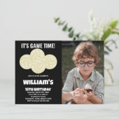 4 Balls Black Volleyball Birthday met foto Kaart (Staand voorkant)