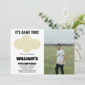 4 Balls Volleyball Birthday Invitations with foto Kaart (Staand voorkant)