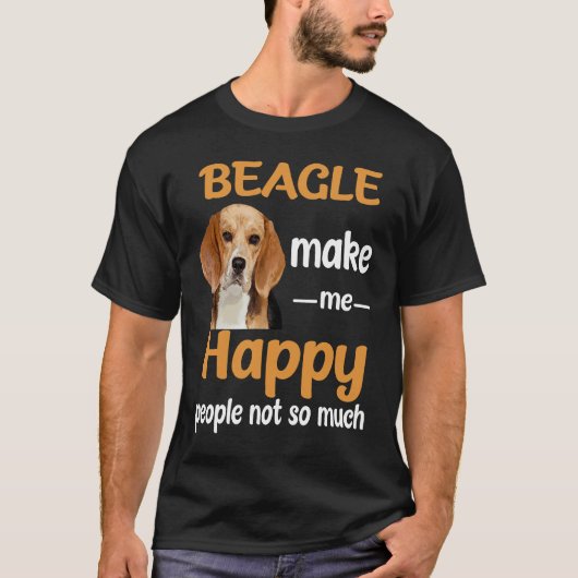 4 Beagle maak me gelukkig T-shirt (Voorkant)