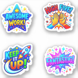 +4 Beste Kinderen & Kids Motiverende Aanmoedigende Sticker