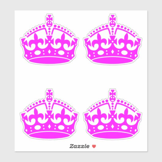 4 Bewaar de kalm kroonroze Fuchsia Sticker (Vel)