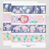 4 Bewerkbaar Kawaii Blue & Roze Bladwijzer (Voorkant / Achterkant)