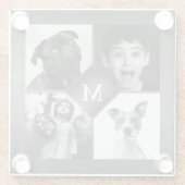 4 Black White Photo Chalkboard Collage Monogram Glazen Onderzetter (Achterkant)