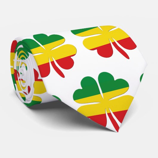 4 Bladklaver in rood geel groen Rasta Stropdas (Opgerold)