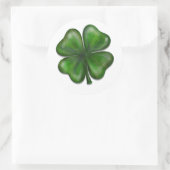 4 bladklaver ronde sticker (Tas)