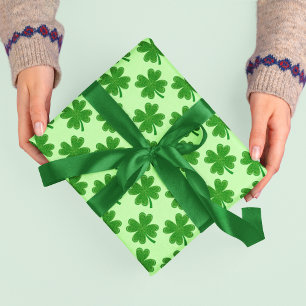 4 Bladklaver St Patrick's Day Lichtgroen Cadeaupapier