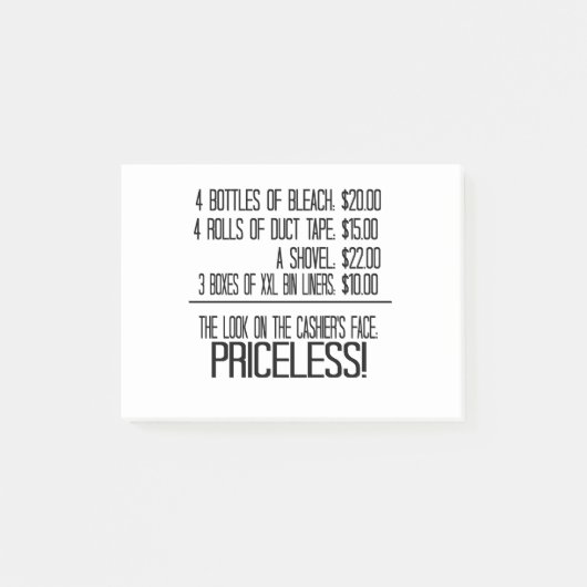 4 Bleekflesjes: $20.00 4 rollen tapes: Post-it® Notes (Voorkant)