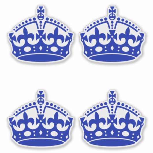 4 Blijf kalm Crown Blue Sticker (Voorkant)
