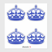 4 Blijf kalm Crown Blue Sticker (Vel)
