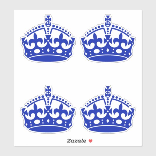 4 Blijf kalm Crown Blue Sticker (Vel)