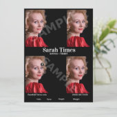 4 Blk-Sjabloon fotomodel Actor Comp-kaart Kaart (Staand voorkant)