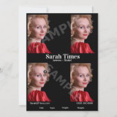 4 Blk-Sjabloon fotomodel Actor Comp-kaart Kaart (Voorkant)