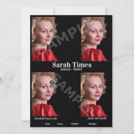 4 Blk-Sjabloon fotomodel Actor Comp-kaart Kaart