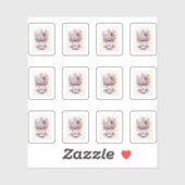 4 Bloemen in een Kopje Sticker (Vel)