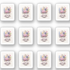 4 Bloemen in een Kopje Sticker